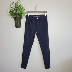 AE 6 American Eagle Skinny Jeans Hi Rise Jegging Faded Black Super Stretch Y2K